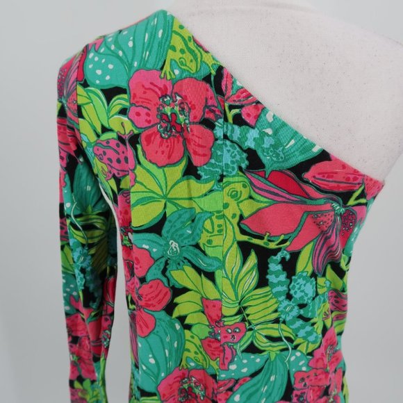 Lilly Pulitzer One Shoulder Floral Bodycon Dress Size Large - Picture 7 of 7